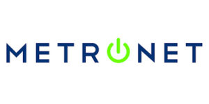 Metronet's logo spelled "Metronet" with the o as a on/off switch sign.